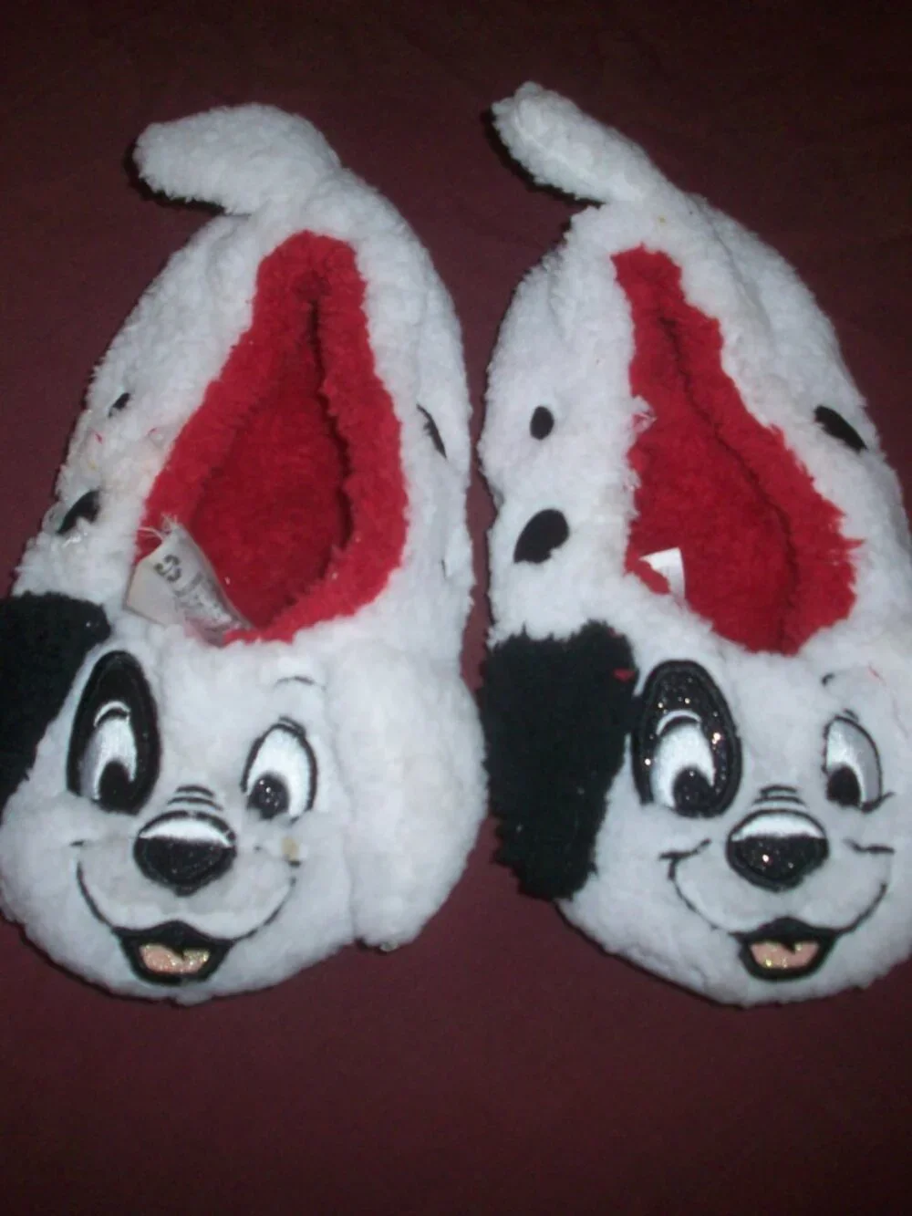 plush Disney Store 101 Dalmatians Patch kids' slippers embroidered puppy faces